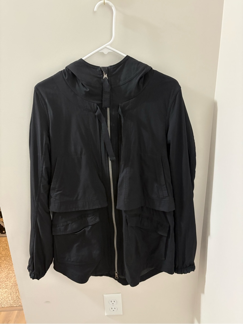 Black Lululemon Women's Zip-Front Raincoat - Picture 2 of 9